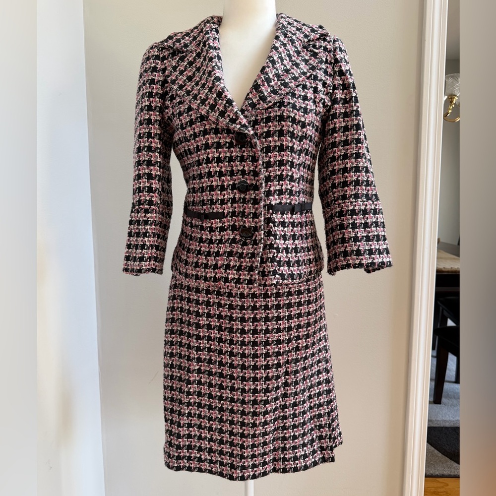 JohnPaulRichard Pink, Black & White Tweed Suit